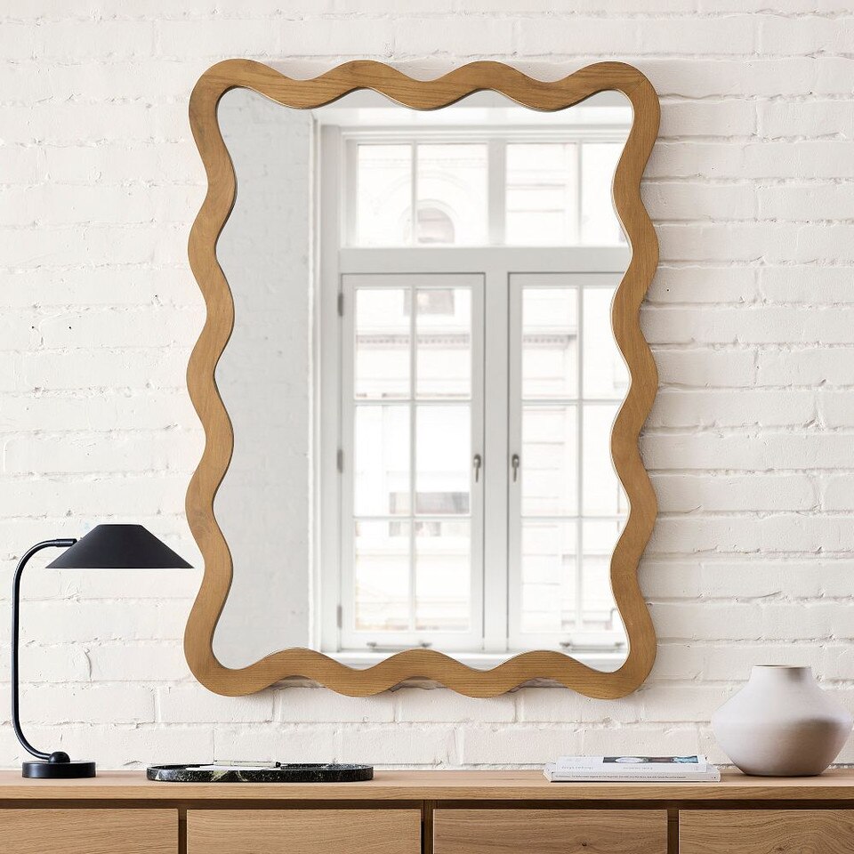 Wavy Wood Wall Mirror West Elm UK — free download